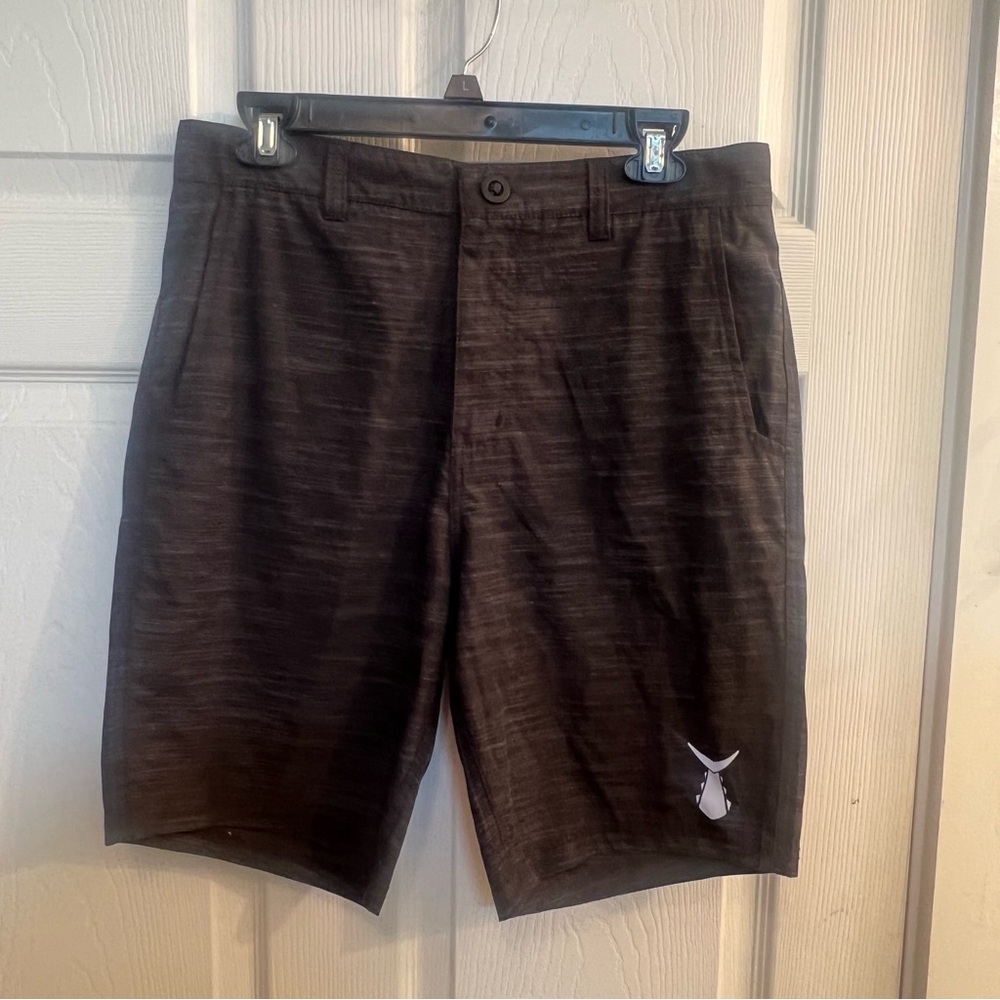 TUNASKIN Apparel Men's Black shoal Hybrid Shorts Gray Slub Size 30 Fishing Gear